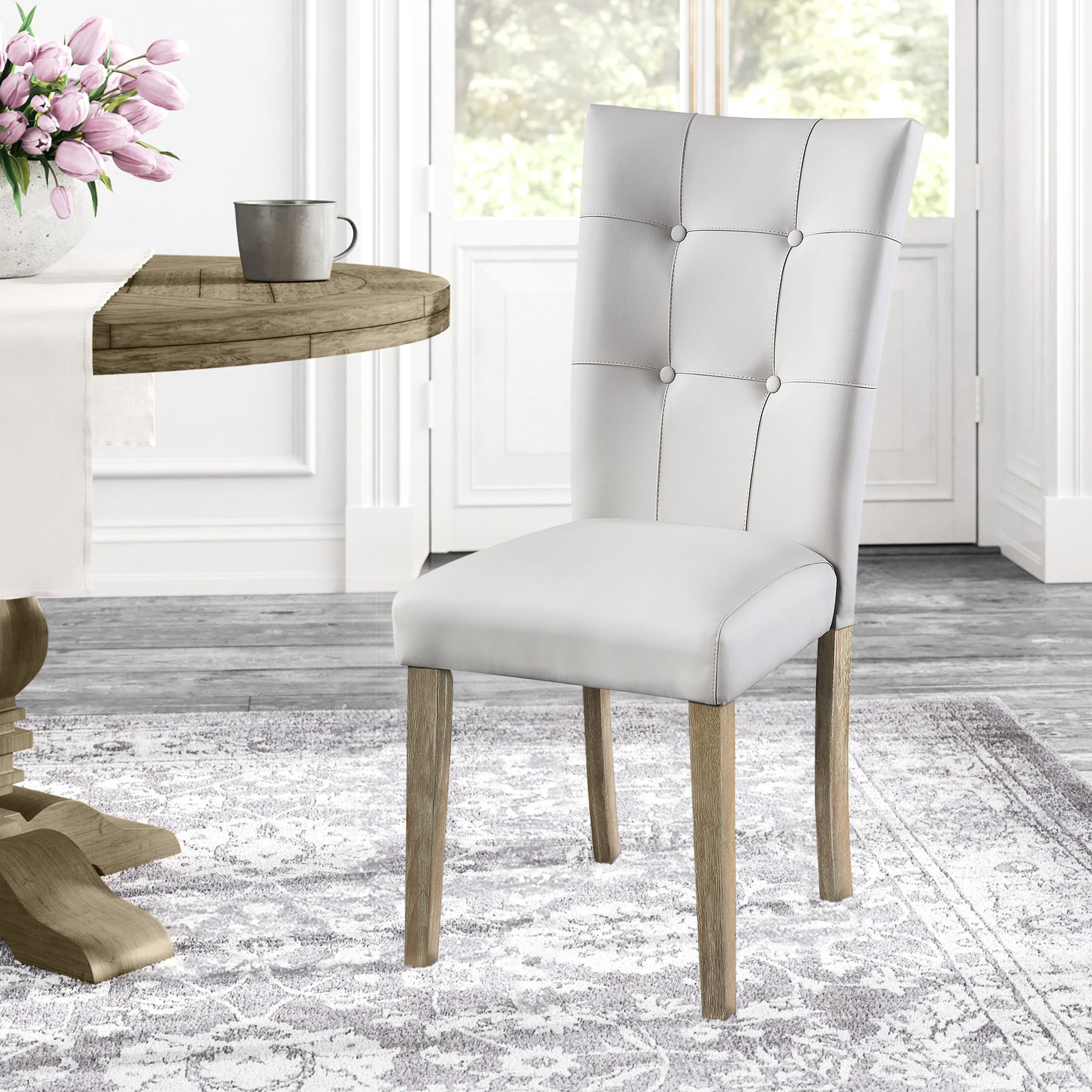 Latitude Run® Grey And Oak Back Side Chairs (2) - Fashionable Stable ...