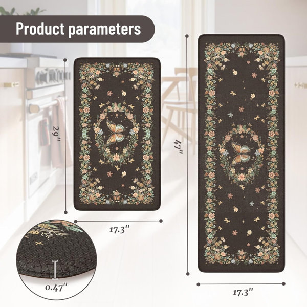 August Grove Anti Fatigue Butterfly Floral Kitchen Rugs Sets - Wayfair ...