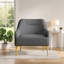 Fauteuil d'appoint incurvé à dossier incurvé de lecture de salon en ardoise grise recouverte de pieds en métal doré