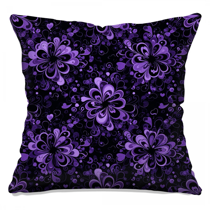 Coussins décoratifs mauves à motif floral mauve, 26 x 26 pouces
