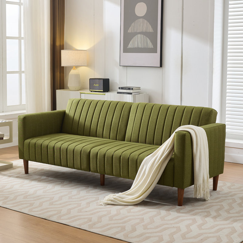 Hansfried 83.8'' Upholstered Convertible futon Sofa bed, Green