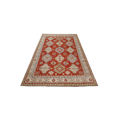 Daugherty Hand Knotted 9x12 Orange Rug