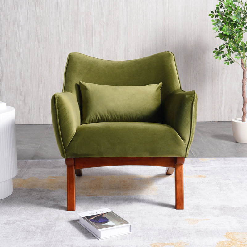 Fauteuil Elderon, Velours vert olive