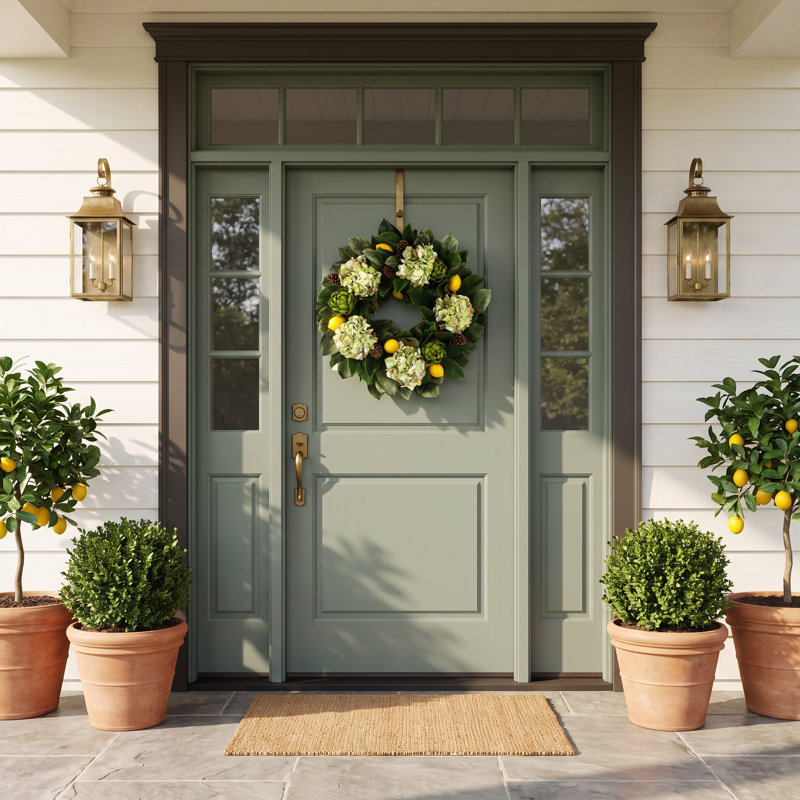 Hortensia artichaut et magnolia citron, Vert