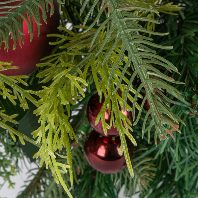 Pre Lit Led Snowy Mixed Pine Wreath With Pinecones
