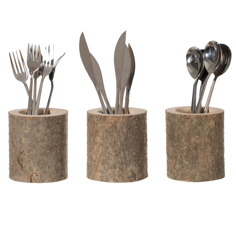 Wood Round Flatware Caddy