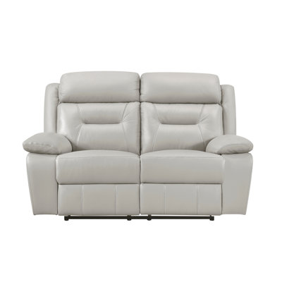 Causeuse inclinable argentée avec sièges inclinables en cuir et meubles en bois massif pour salon 1pc