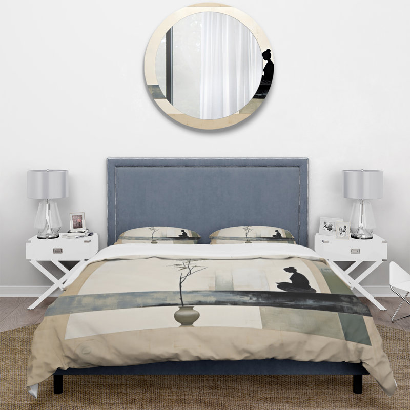Asian Art Modern Zen I - Ensemble de housse de couette Asian Art - Microfibre de polyester