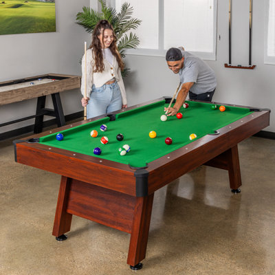 Table de billard GoSports 7 pi avec finition en bois - Table de salle de jeux de billard pour adultes et famille - Accessoires non inclus