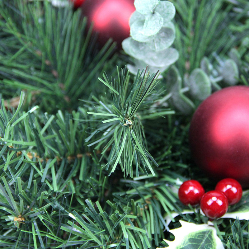 Ornement de Noël artificiel 30 po pré-décoré Holly Berry Pine Cone