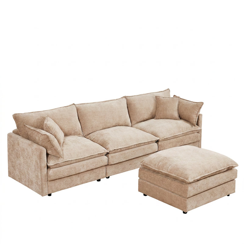 Canapé modulaire en L 102 po avec repose-pieds amovible, Coffee