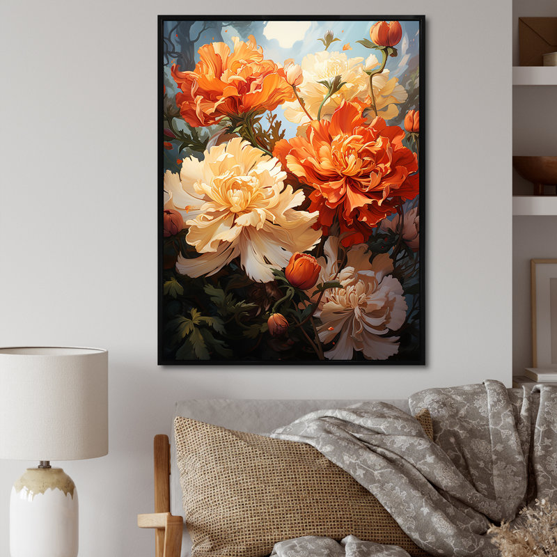 Pivoine beauté I - pivoines, art mural, Cadre flottant noir, H 40 po x l 30 po x P 1,5 po