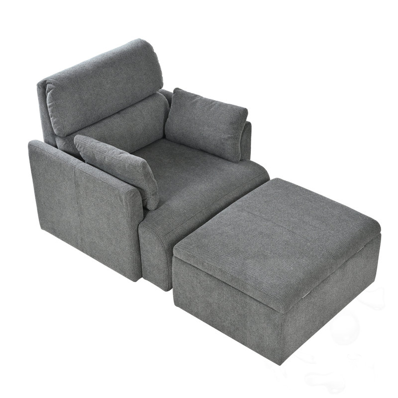 Chaise surdimensionnée avec repose-pieds avec rangement, Gris foncé