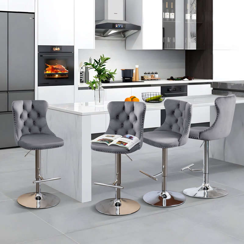 Tabouret pivotant à hauteur réglable Komara, Gris