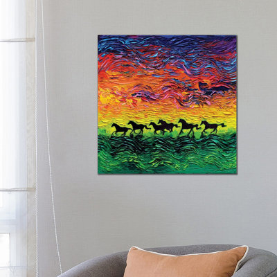 Wild Horses 1 Piece Wrapped Canvas Wall Art