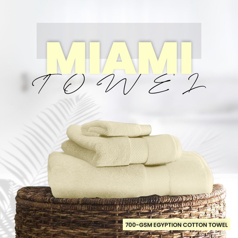 Miami Standard Cotton 700 GSM Bathroom Towel Set, Ultra Soft, Plush & Highly Absorbent Hand Towels, Bath Towels & Bath Sheets