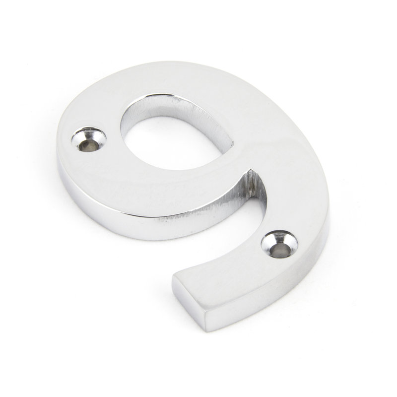 7.8cm H Metal House Number, 9, Polished Chrome