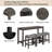4 Piece Bar Table Set With Power Outlet,Bar Table Set With Chairs,Sofa Bar Table With Stools,Behind Couch Table With 3 Padded Stools,For Living Room,Dining Room