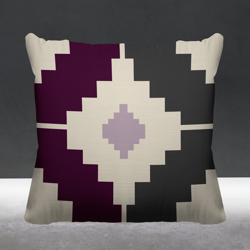 Coussin intérieur / extérieur Kele Southwestern, L 19 po x H 19 po, Mauve