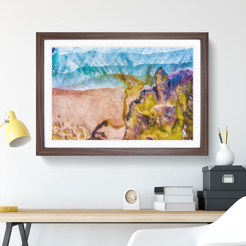 Sandwood Bay Beach in Lairg Scotland - Picture Frame Graphic Art, 48cm H x 65cm W x 2cm D, Walnut Framed