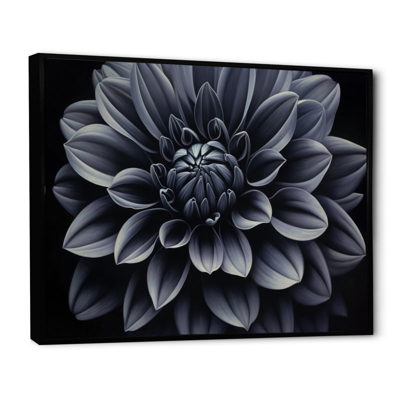 «Black Black Dahlia Garden Palette III», reproduction sur toile, H 24 po x l 32 po x P 1 po, Cadre flottant noir