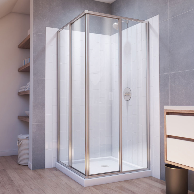Cornerview 36 X 36 X 78 Framed Rectangle Sliding Shower Kit, Brushed Nickel