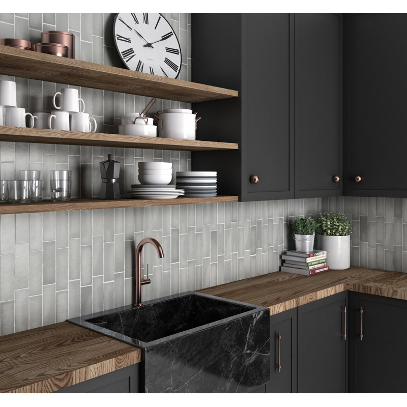 Subway Tile 3" x 8" Ceramic Subway Tile, Gray