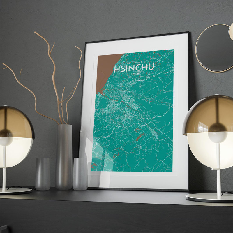 Hsinchu City Map In Nature - No Frame Print, 17cm H x 11cm W x 0.05cm D