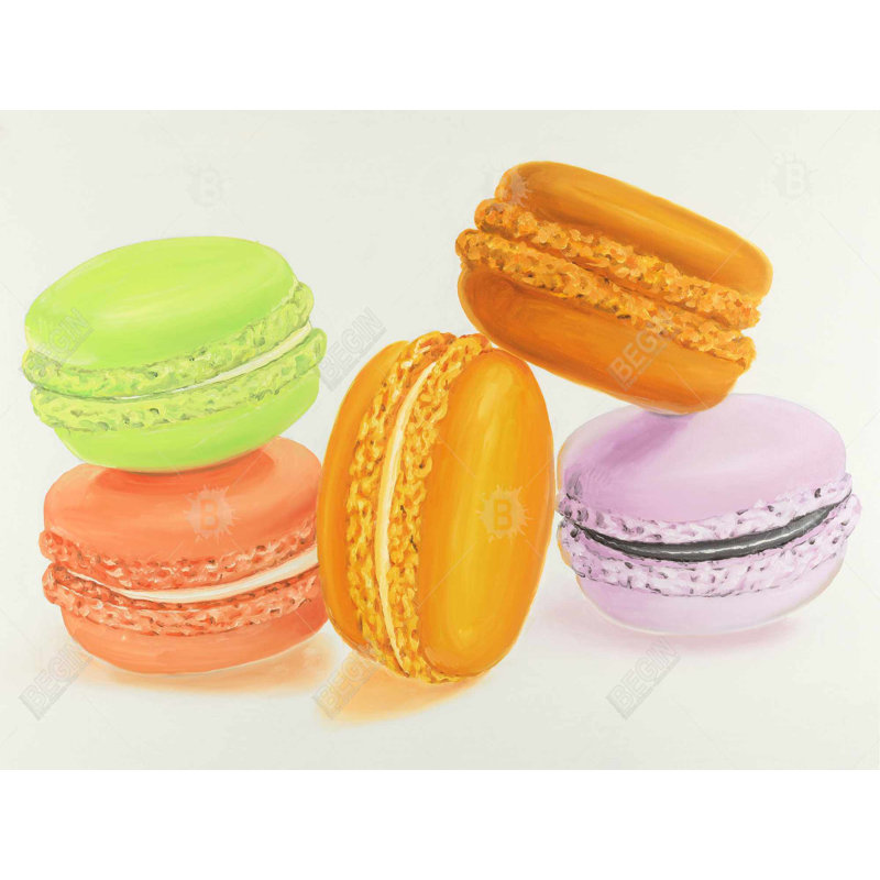 Small bites of macaroons - Hyperrealist Kitchen Canvas Art