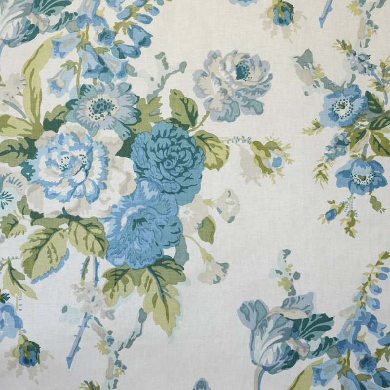 Grenville Glazed Chintz Fabric, Blue/Green