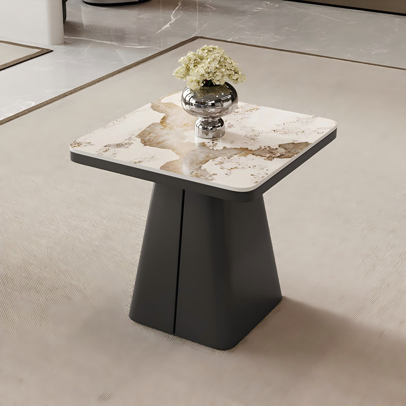 Ensemble de 4 tables de réception carrées en pierre frittée, mobilier de luxe moderne pour les petites entreprises