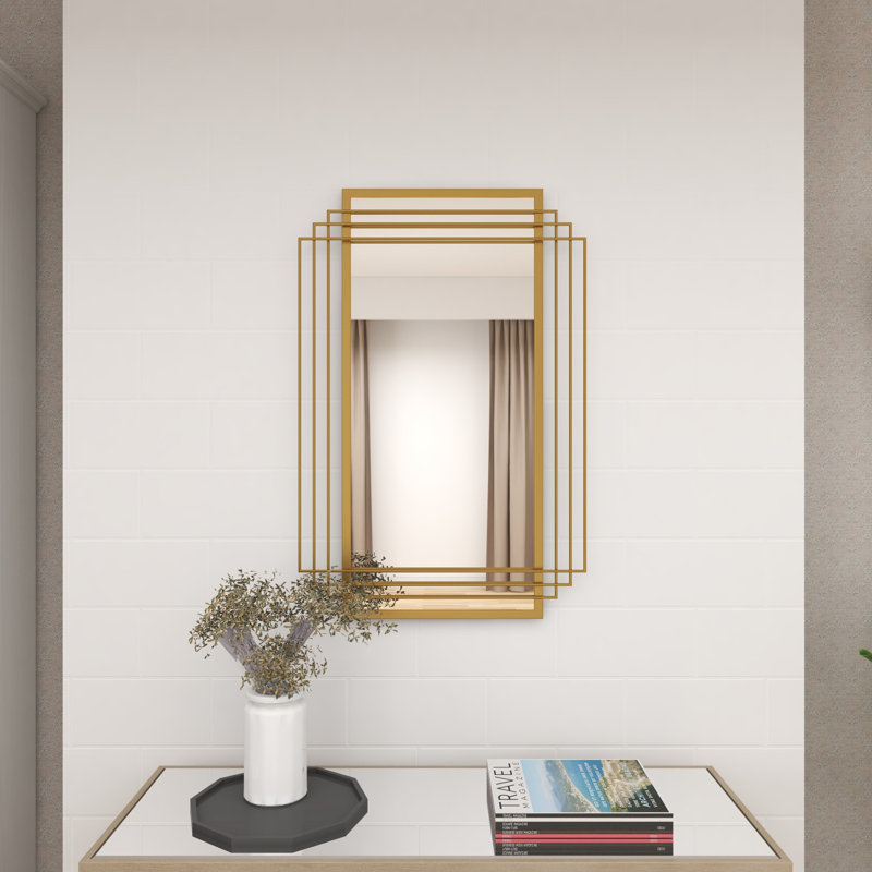 Elegant Rectangular Wood and Gold Dresser Wall Mirror 24" x 36"