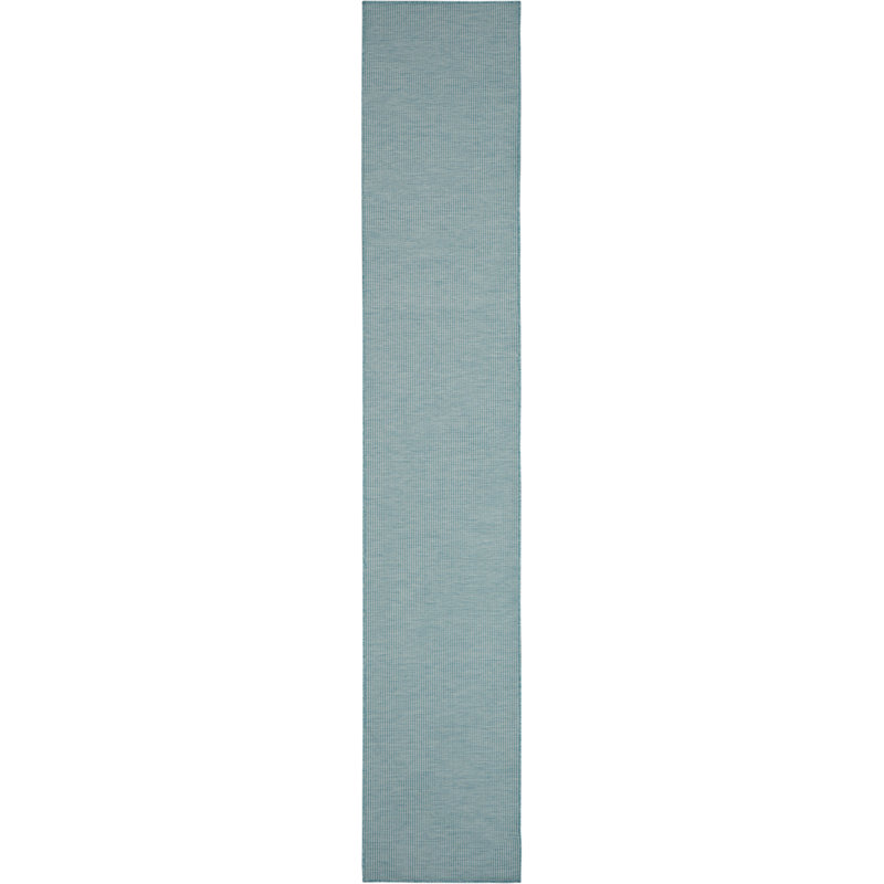 Lillehammer Solid Indoor/Outdoor Area Rug, Runner 2'2" x 12', Aqua Blue