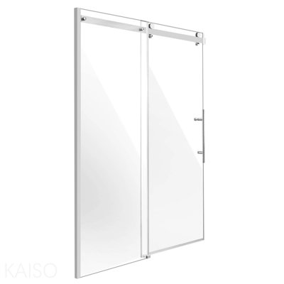 Porte de douche sans cadre, l 58-59 po x H 75 po, porte de douche coulissante en verre avec verre trempé transparent de 5/16 po (8 mm) Sgcc, imperméable à l'eau, incassable Nano avec quincaillerie en acier inoxydable, chrome
