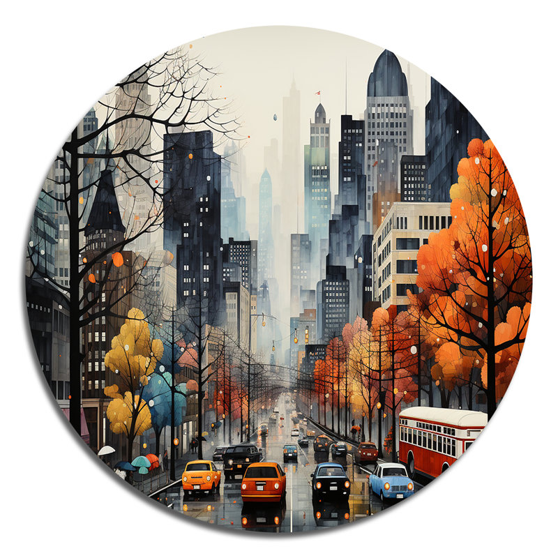 Centerton - Cityscapes, art rond en métal, H 16 po x l 16 po