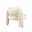 Chaise d'appoint avec siège cascade et accoudoirs courbés en tissu blanc moderne