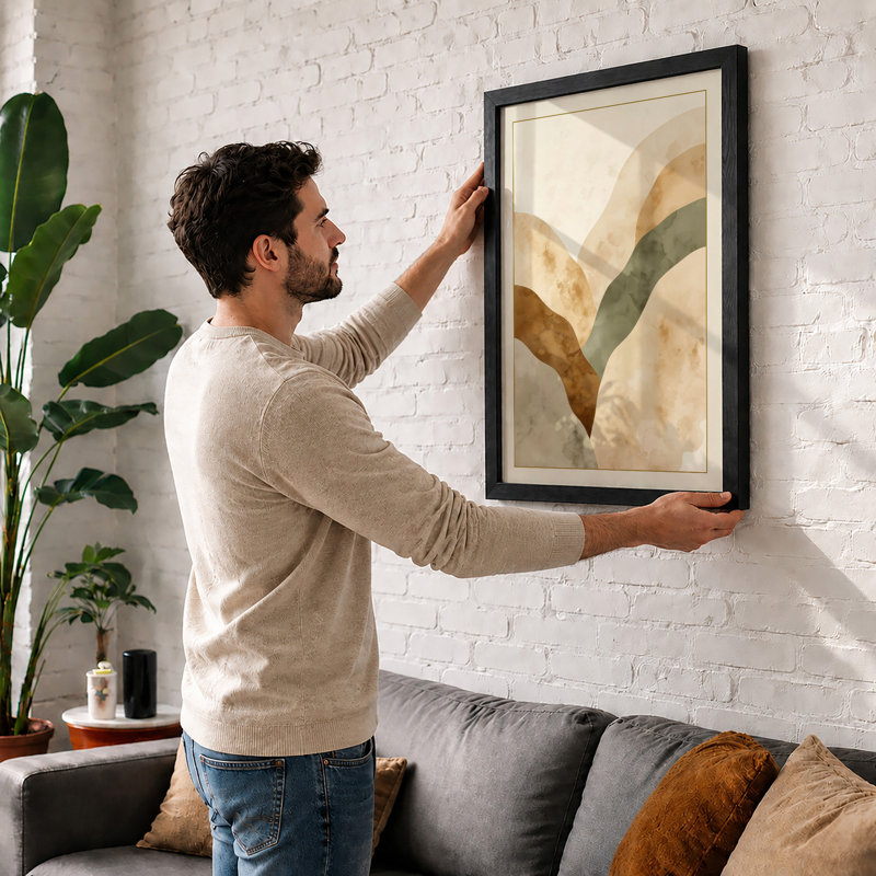 Fluid Earth Forms Minimalist - Framed Print, A3 - 42.0 x 29.7 cm, Black