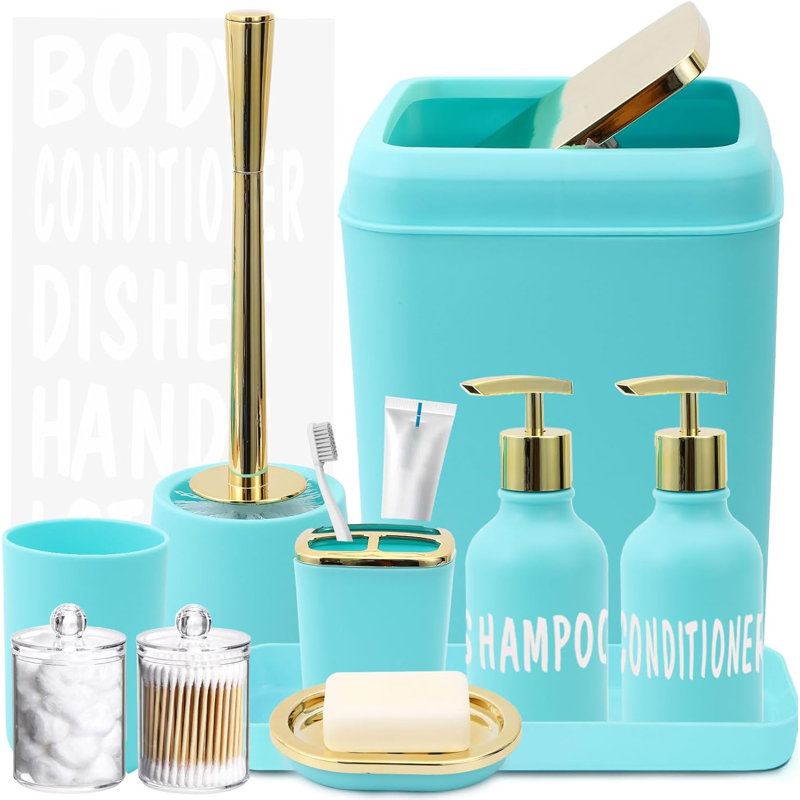 Blue Green Bathroom Accessory Set