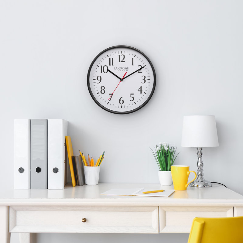 La Crosse Clock 10 in. Basics Analog Quartz Wall Clock, Black