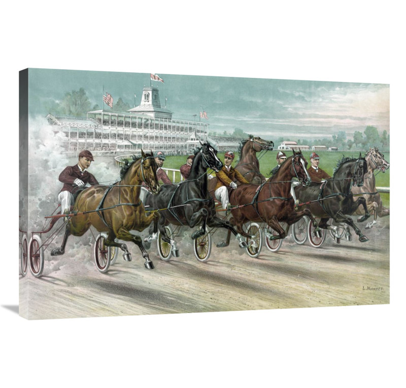 " A Dash For The Pole " by Currier And Ives, 11" H x 16" W x 1.5" D