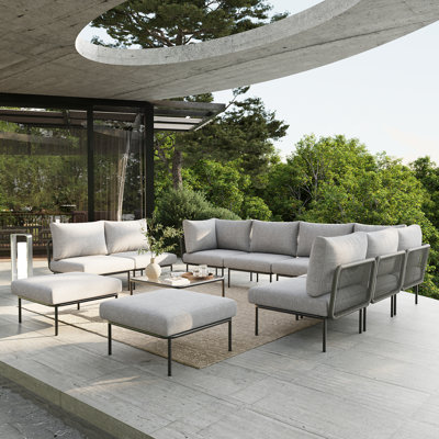 11 Pieces Aluminum Patio Furniture Set, Modern Modular Sectional Sofa with Coffee Table and Upgrade Thickness Cushion by Latitude Run 11 Pieces Aluminum Patio Furniture Set, Modern Modular Sectional Sofa with Coffee Table and Upgrade Thickness Cushion by Latitude Run