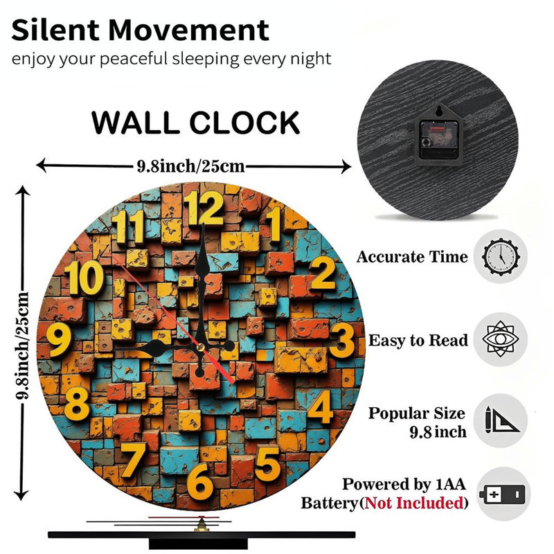 Horloge murale rustique en brique