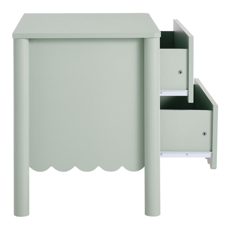 Table de chevet 2 tiroirs Emmeline, Sauge