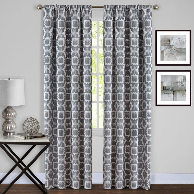 Ponteland Polyester Room Darkening Curtain Single Panel, Charcoal, 54" W x 84" L