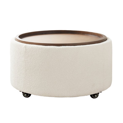 76cm Wide Round Solid Colour Ottoman with Storage