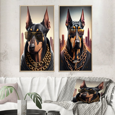 «Doberman Gangster in NYC» - ensemble de 2 reproductions