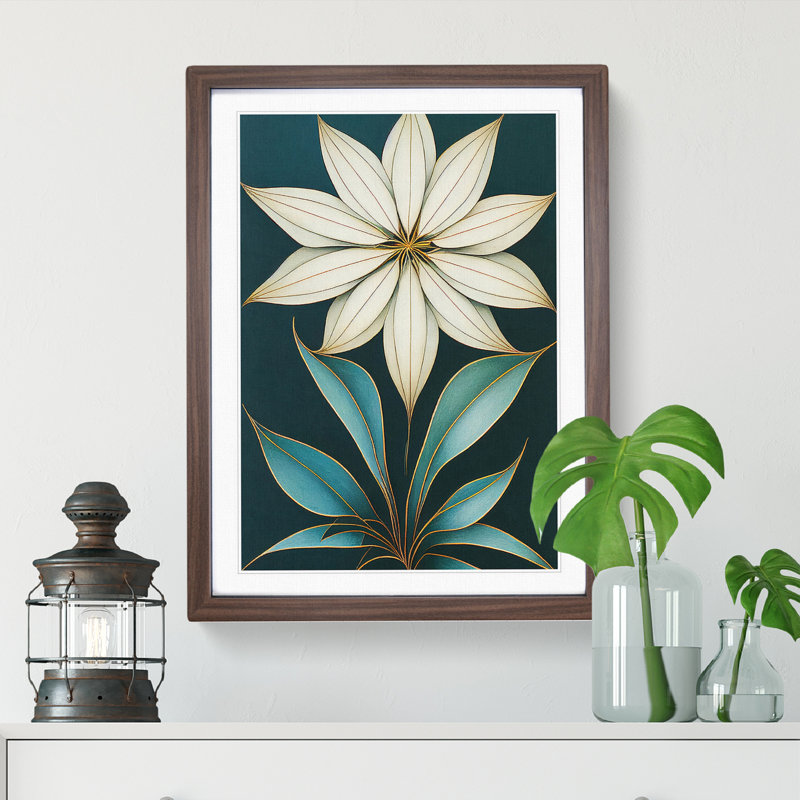 Flower No.8 - Wall Art, 64cm H x 46cm W x 2cm D, Walnut Framed Paper