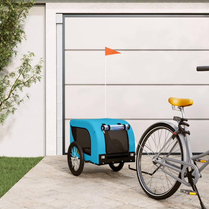Pet Bike Trailer Oxford Fabric and Iron, Blue, 73.5cm H x 69cm W x 136cm D