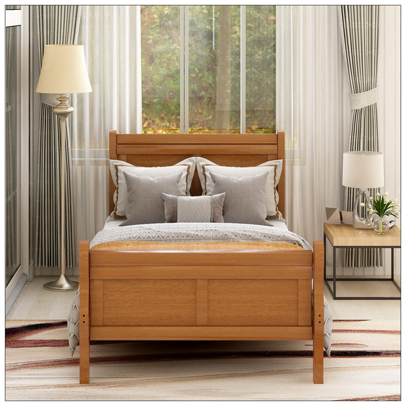 Lit plateforme avec base de lit en bois et lit-bateau, Chêne