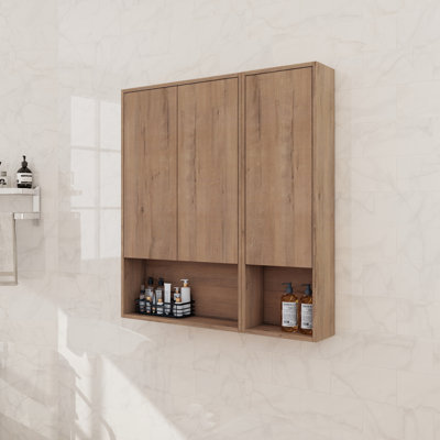 Armoire latérale de salle de bain flottante 36 po avec 3 portes à fermeture douce et 2 tablettes réglables